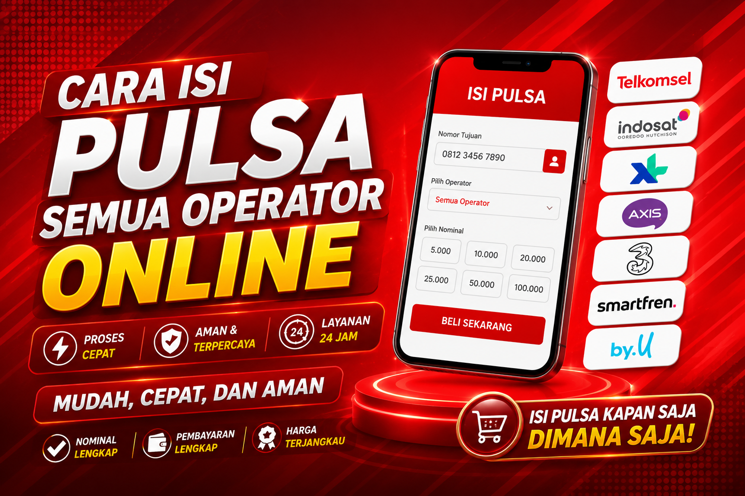 Cara Isi Pulsa Semua Operator Online, Cepat, Mudah, dan Aman